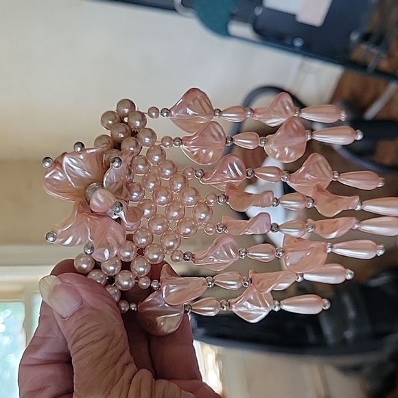 Peachy Pink Beaded Hair Barrette - Picture 5 of 5